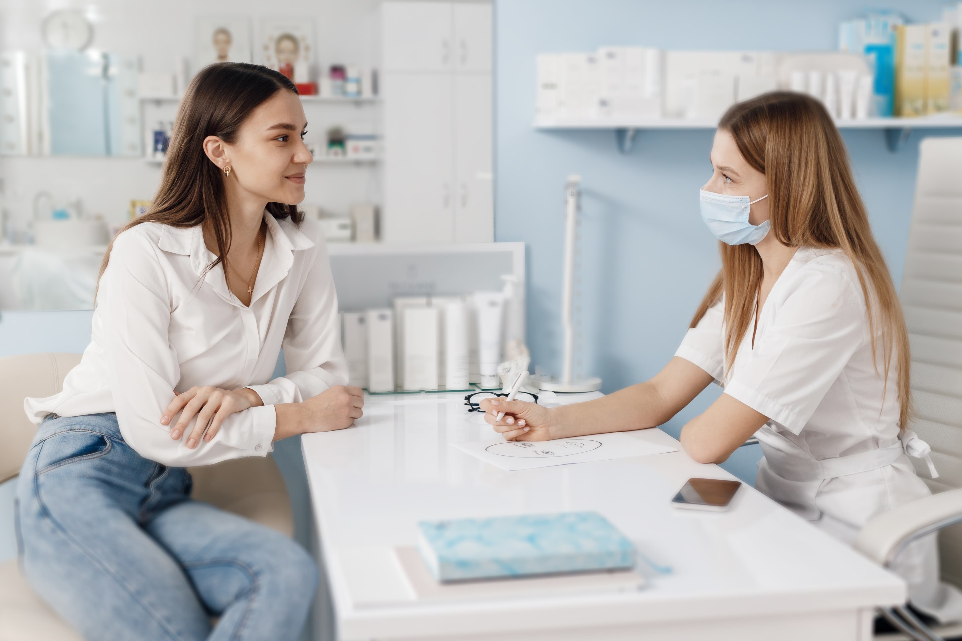Patient visiting dermatology doctor